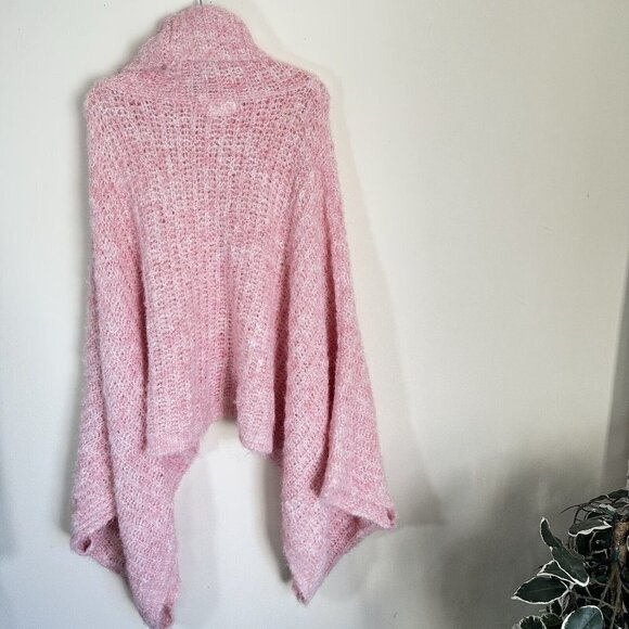 Anthropologie Funnel Turtleneck Neck Poncho One Size Knit Soft Pink Oversized - Picture 7 of 10
